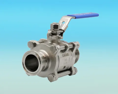 stainless steel 3-Pce Full Bore Sanitary Cavity Filled Direct Ball Valve Clamp Ferrule Ends